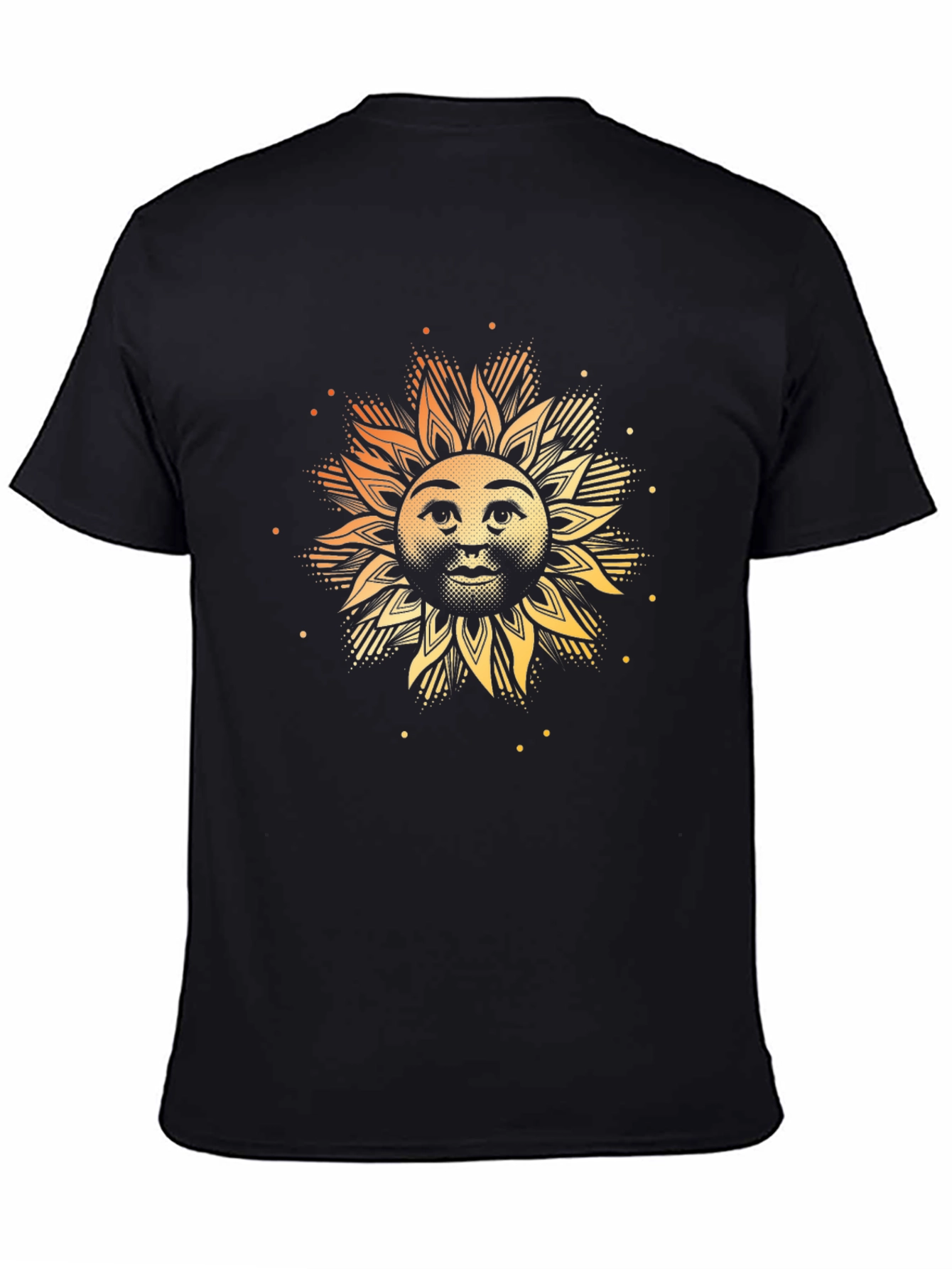 Sun Face Graphic Print Black T-Shirt