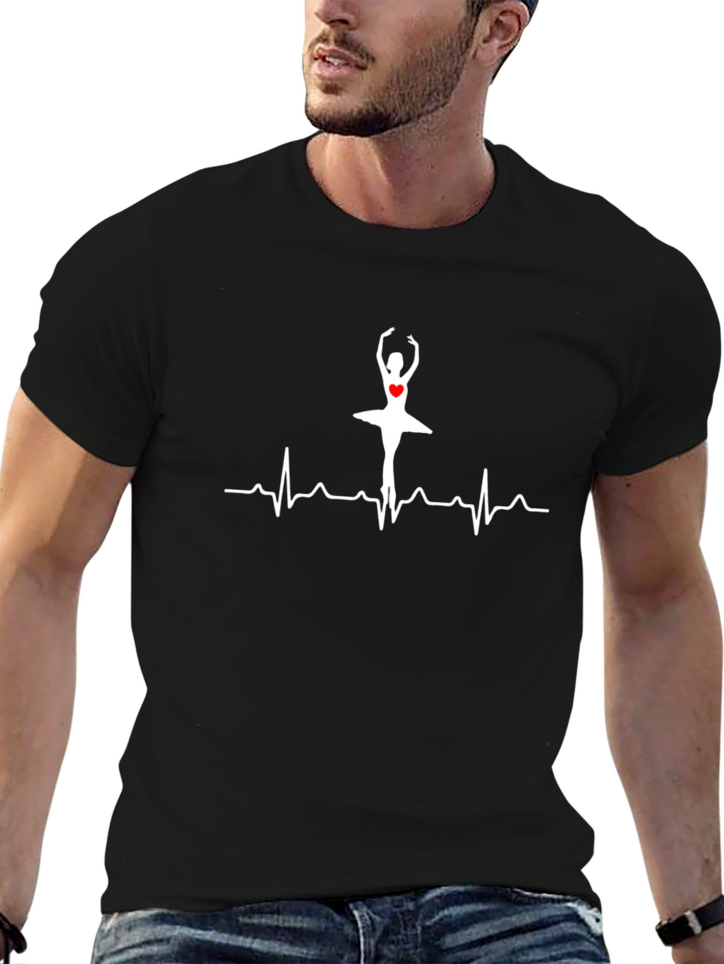 Ballerina Heartbeat Graphic Tee - Dance Lovers Shirt