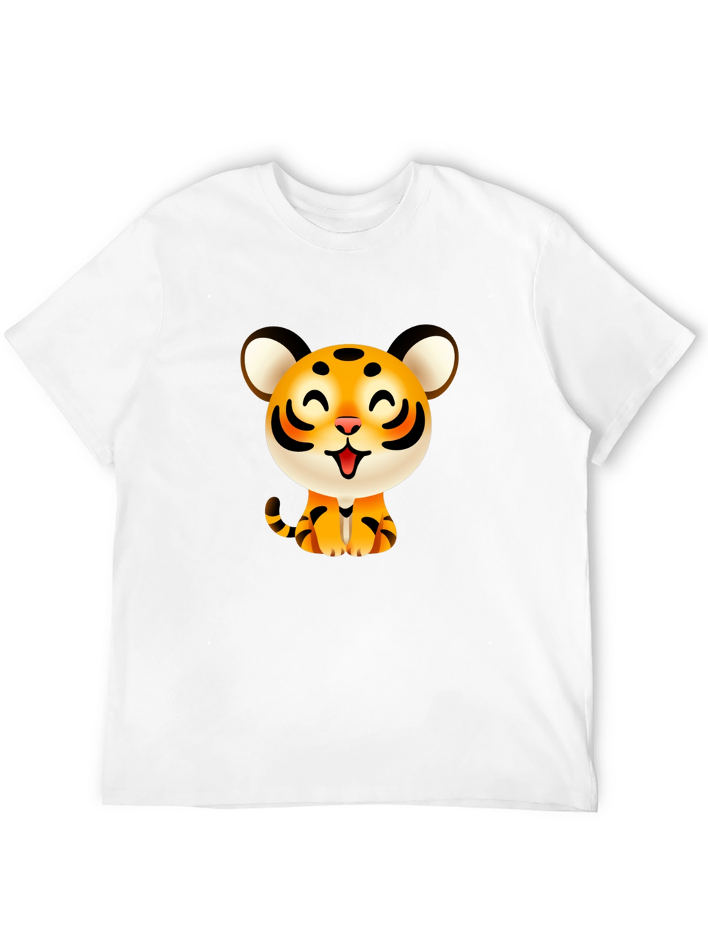 Cute Cartoon Tiger Graphic Tee - Black
