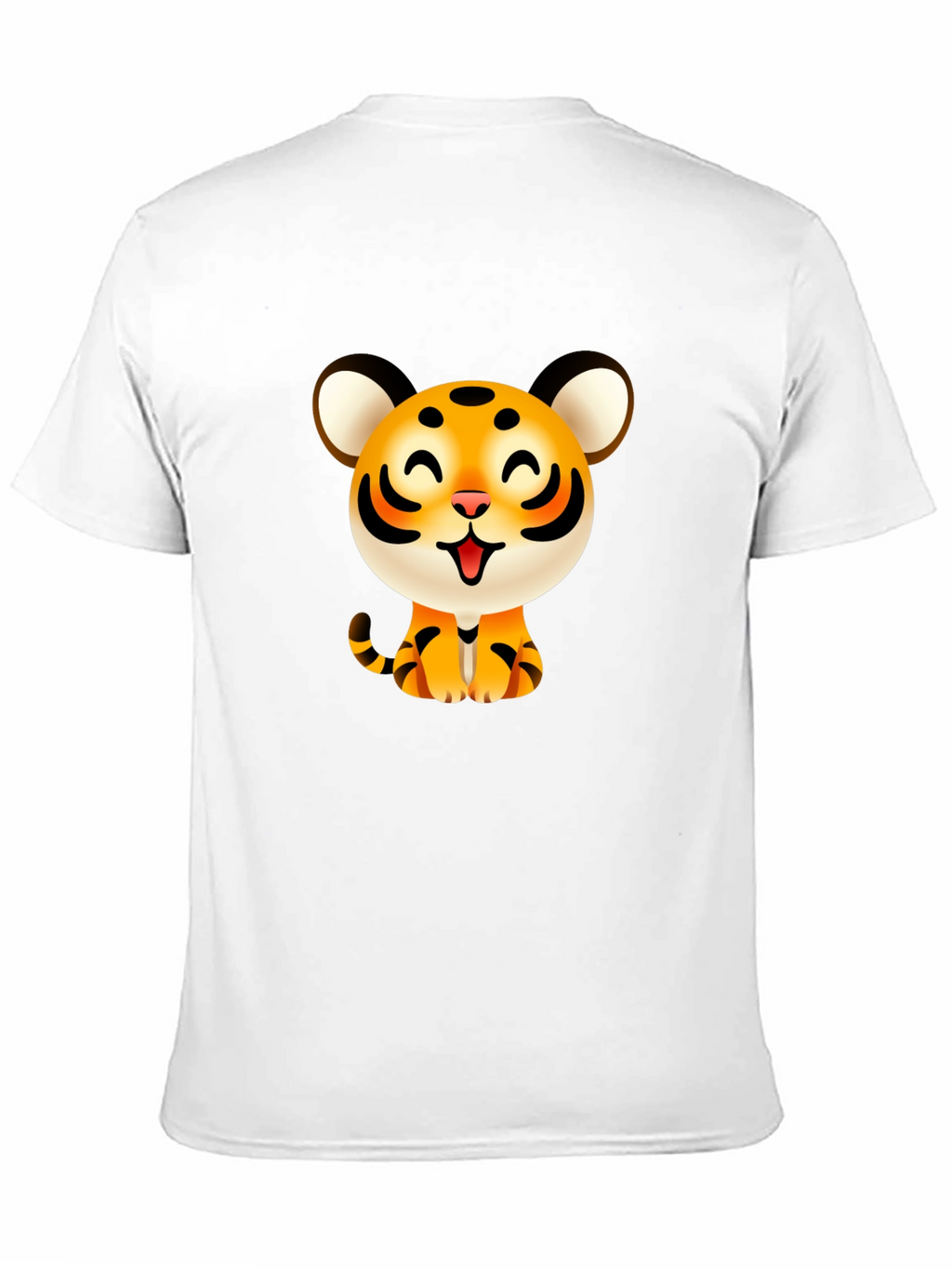 Cute Cartoon Tiger Graphic Tee - Black