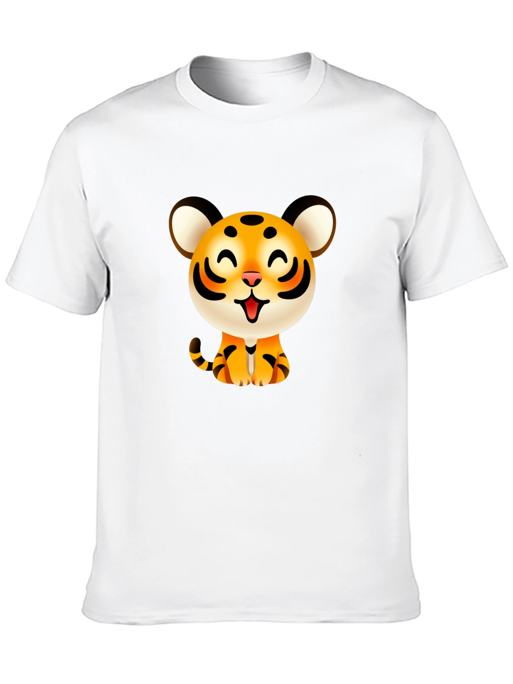 Cute Cartoon Tiger Graphic Tee - Black
