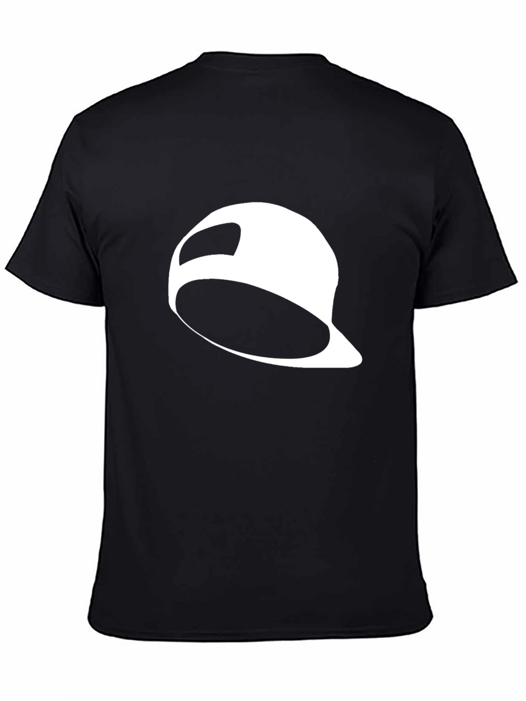 Black T-Shirt with White Baseball Cap Graphic