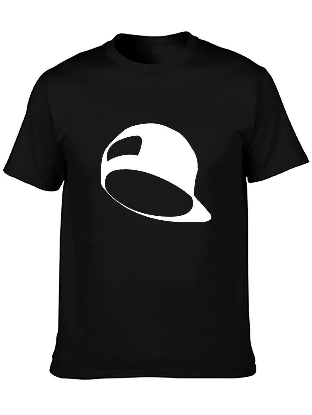 Black T-Shirt with White Baseball Cap Graphic