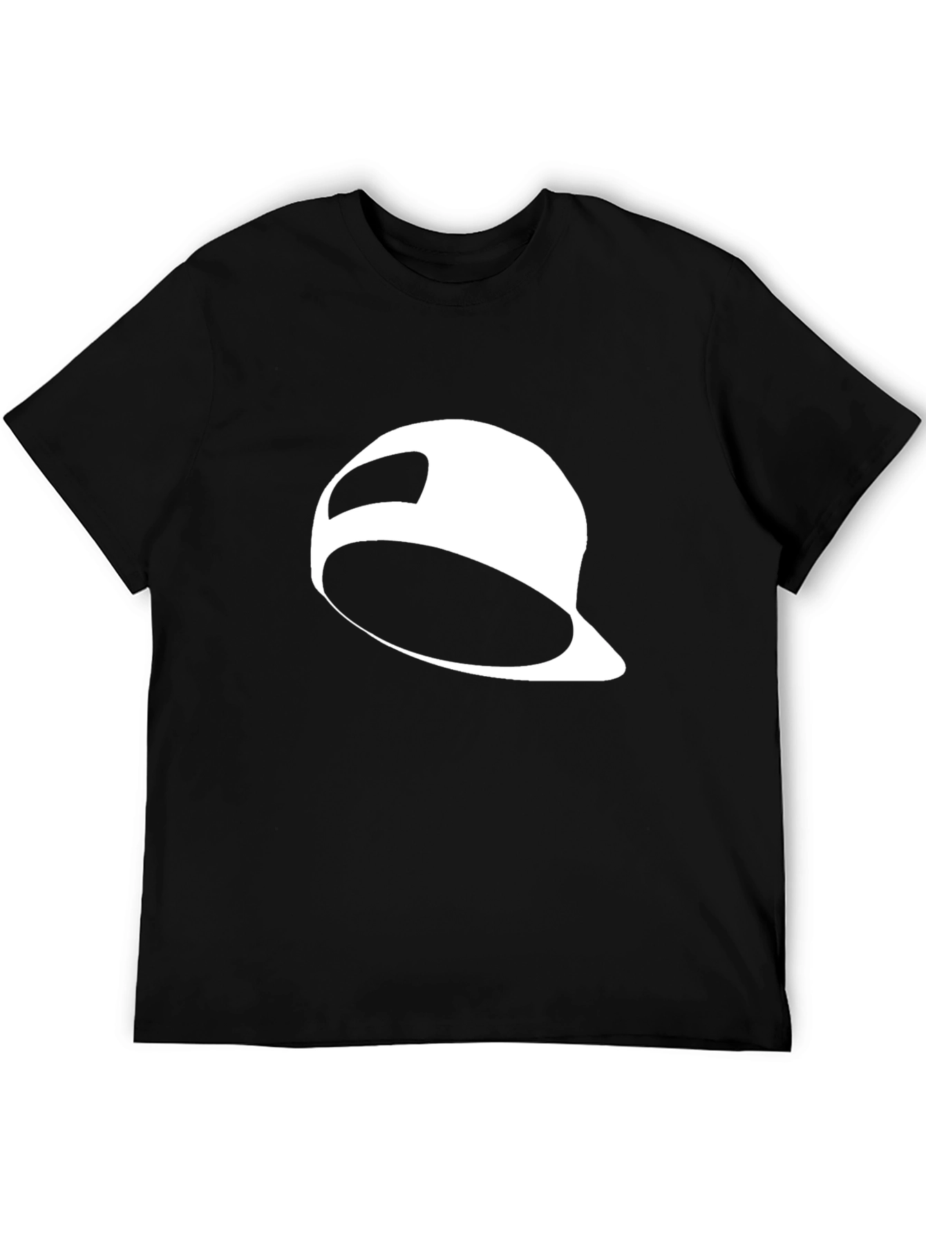 Black T-Shirt with White Baseball Cap Graphic