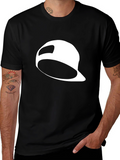 Black T-Shirt with White Baseball Cap Graphic