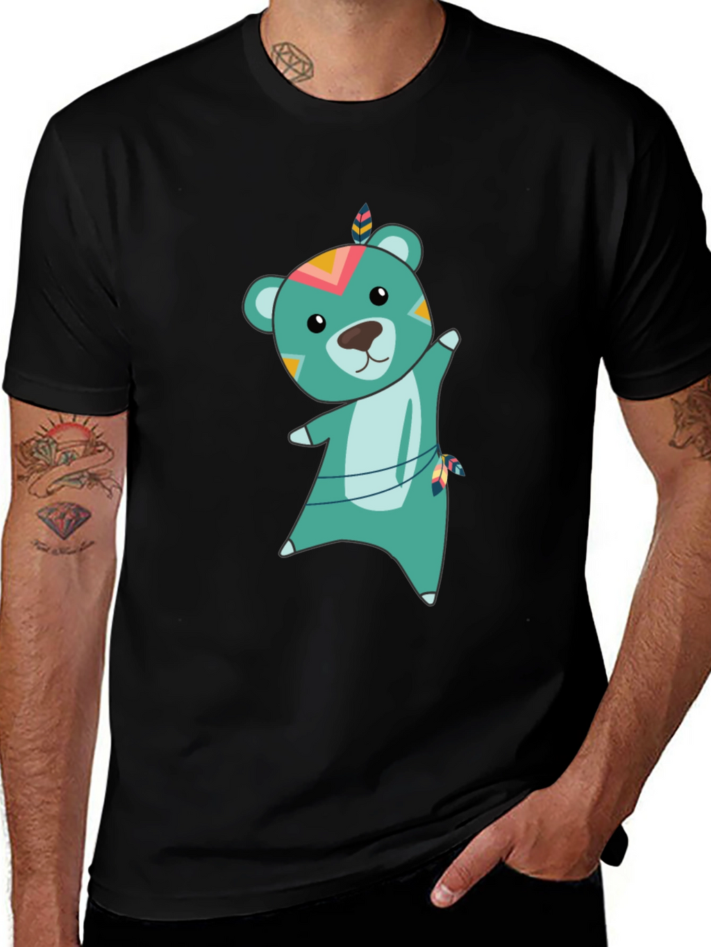 Cute Cartoon Bear Graphic Tee - Unisex