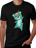 Cute Cartoon Bear Graphic Tee - Unisex
