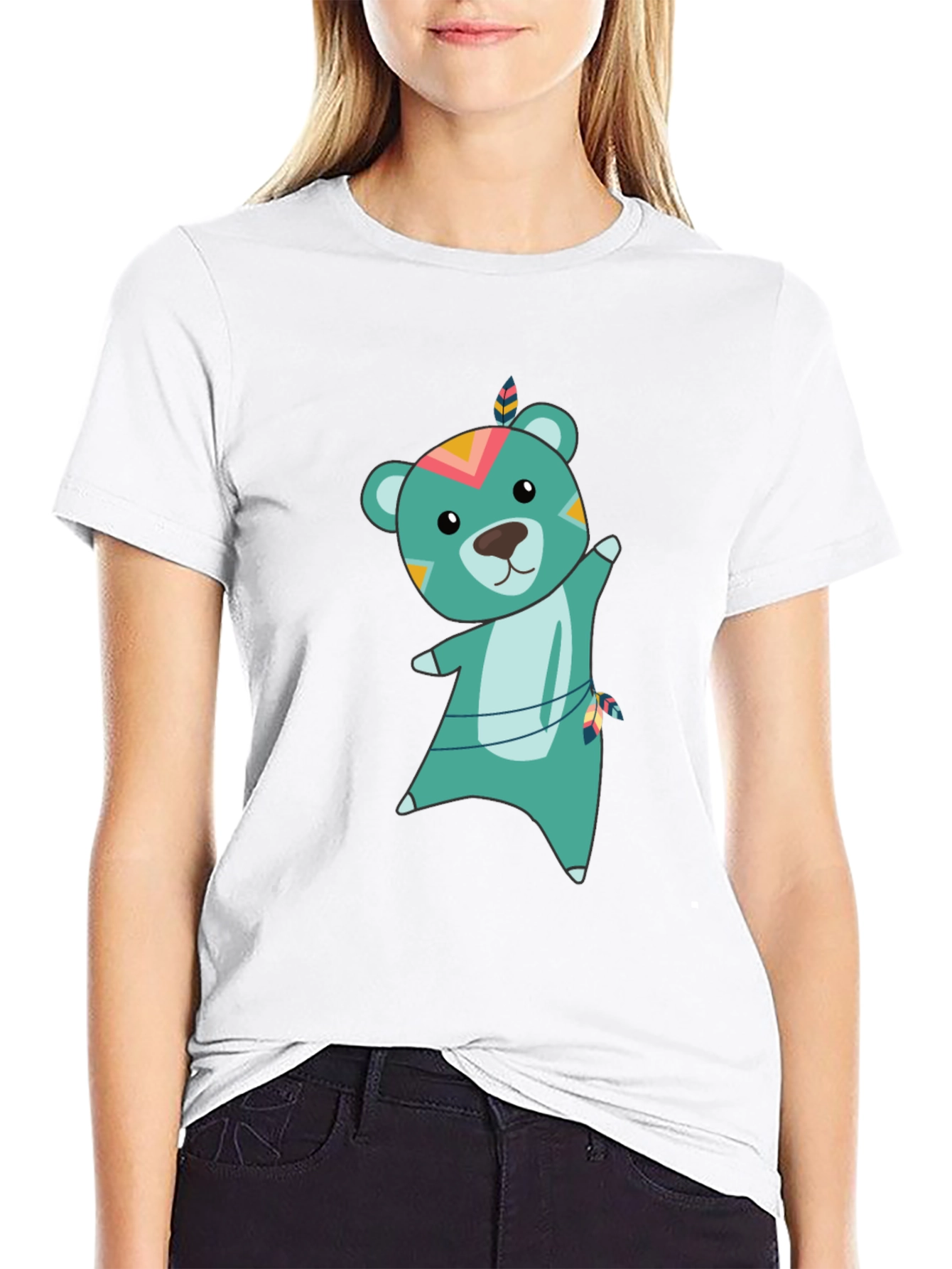 Cute Cartoon Bear Graphic Tee - Unisex