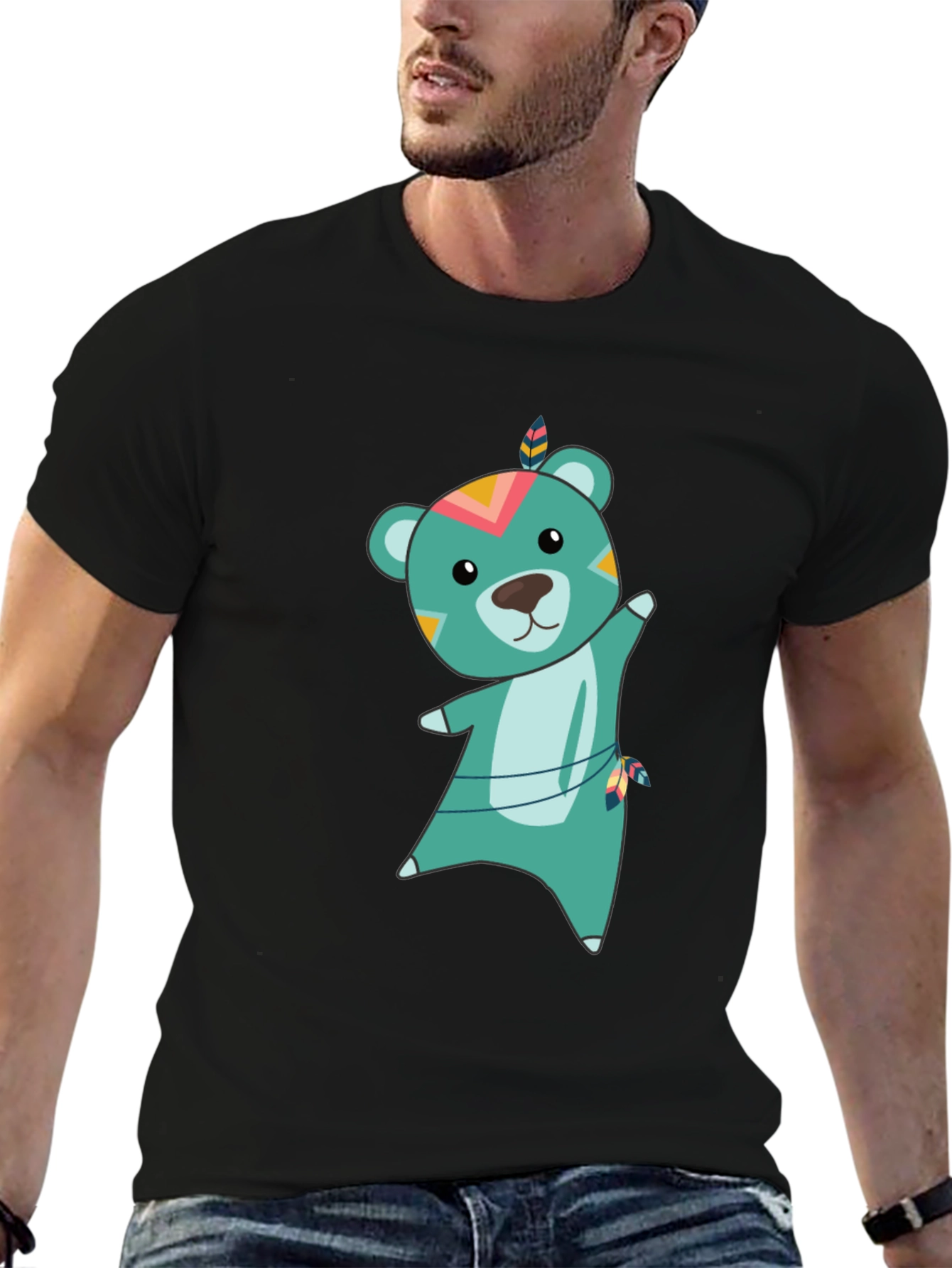 Cute Cartoon Bear Graphic Tee - Unisex