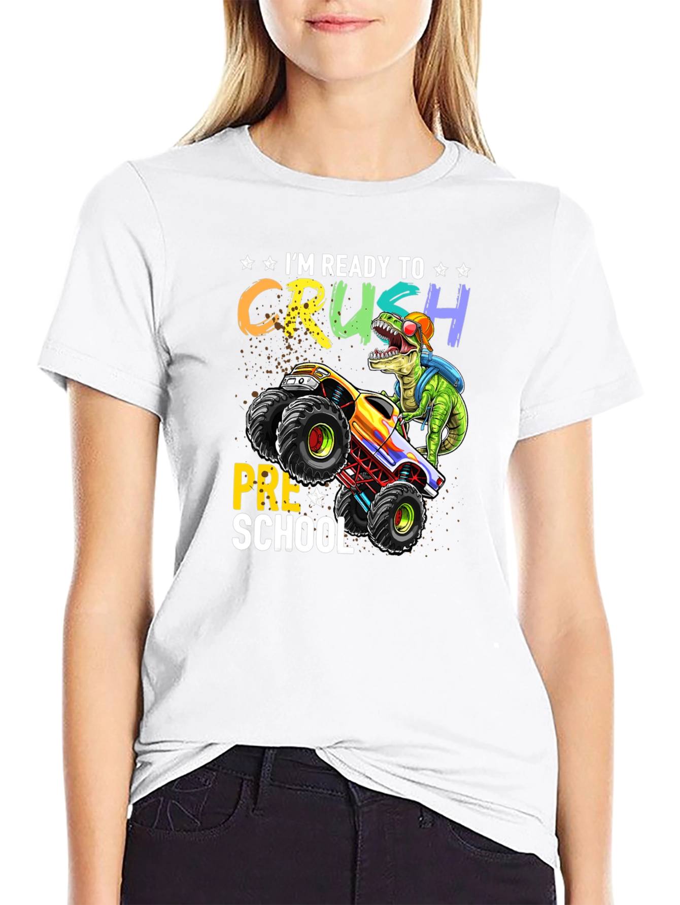 Ready to Crush Preschool T-Shirt Dinosaur Monster Truck