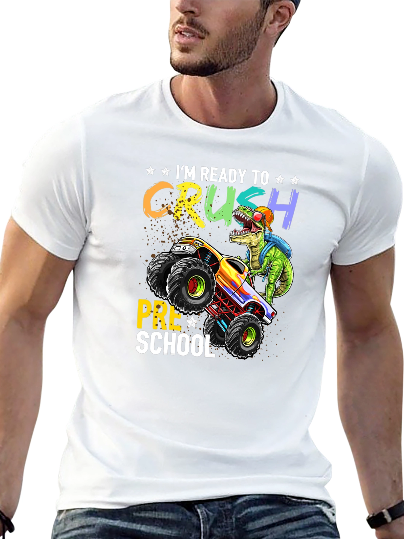Ready to Crush Preschool T-Shirt Dinosaur Monster Truck