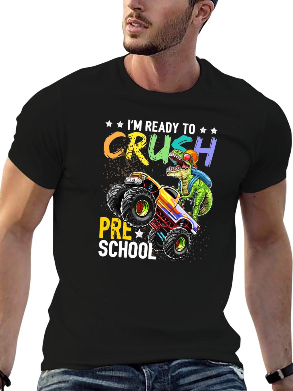 Ready to Crush Preschool T-Shirt Dinosaur Monster Truck