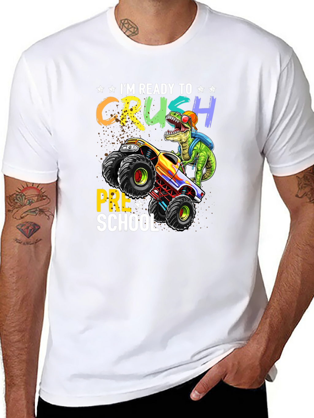 Ready to Crush Preschool T-Shirt Dinosaur Monster Truck