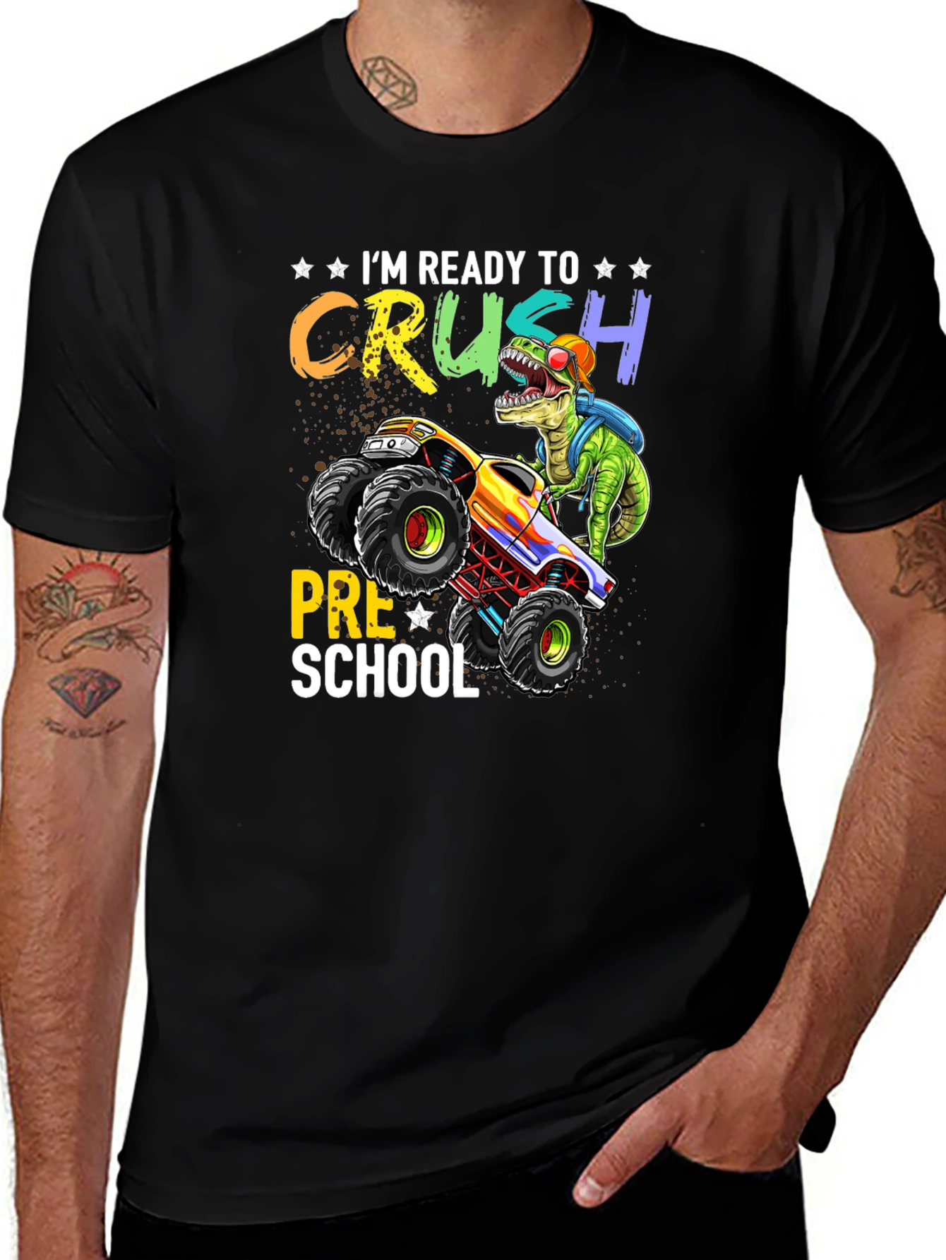 Ready to Crush Preschool T-Shirt Dinosaur Monster Truck