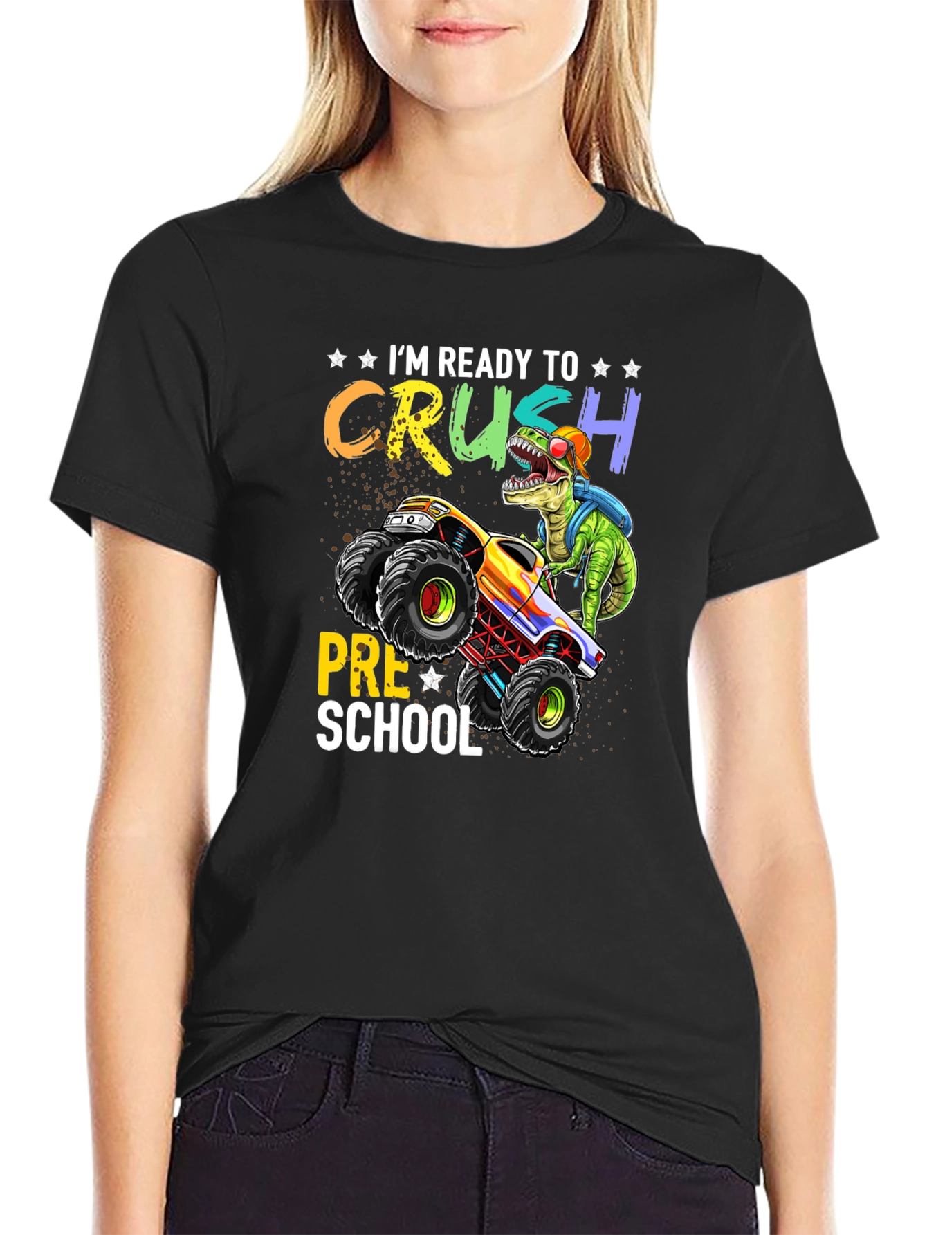 Ready to Crush Preschool T-Shirt Dinosaur Monster Truck