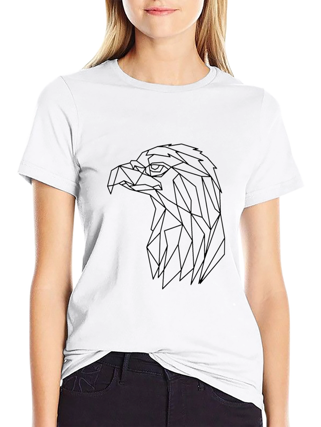 Geometric Eagle Head Tee - Modern Line Art T-Shirt