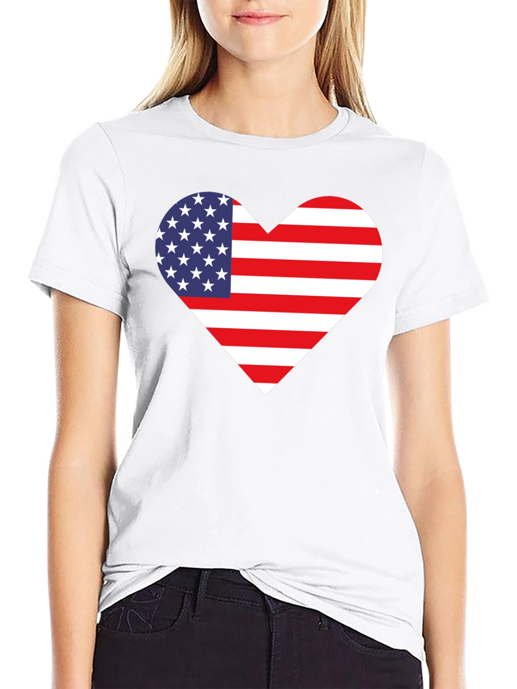 Patriotic American Flag Heart Graphic Tee