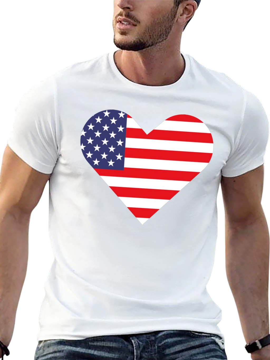 Patriotic American Flag Heart Graphic Tee