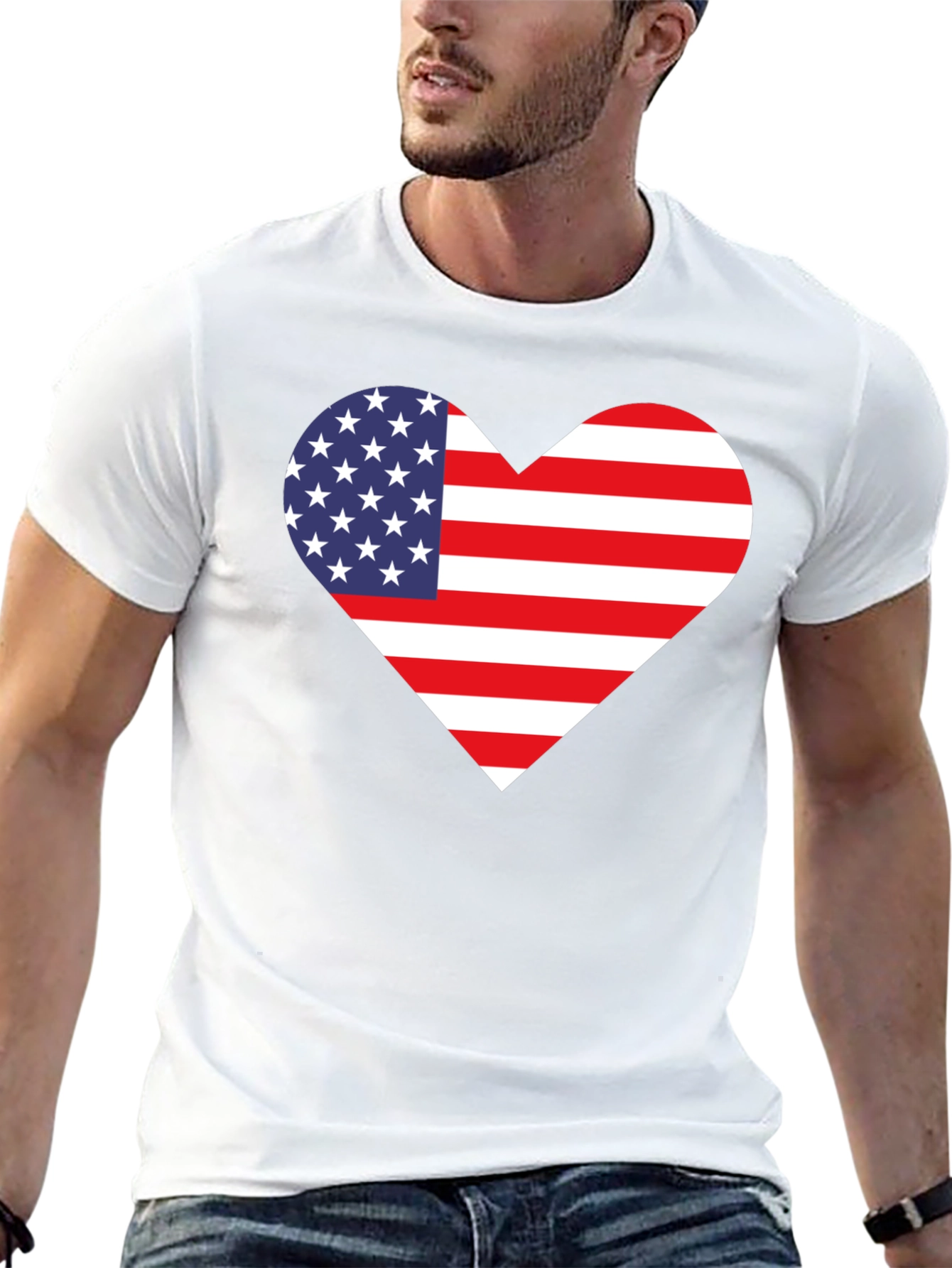 Patriotic American Flag Heart Graphic Tee