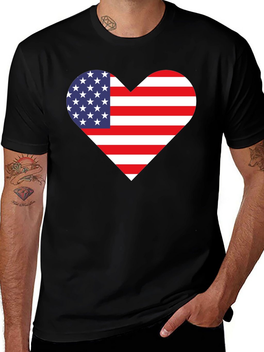 Patriotic American Flag Heart Graphic Tee