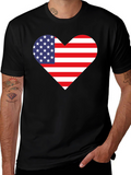 Patriotic American Flag Heart Graphic Tee