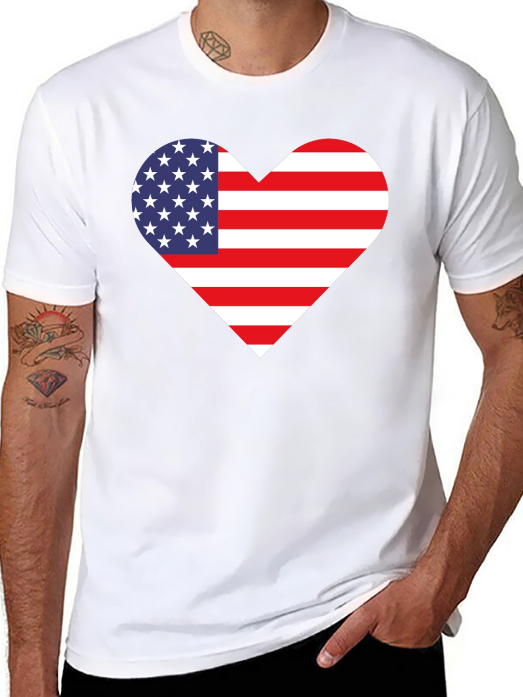 Patriotic American Flag Heart Graphic Tee