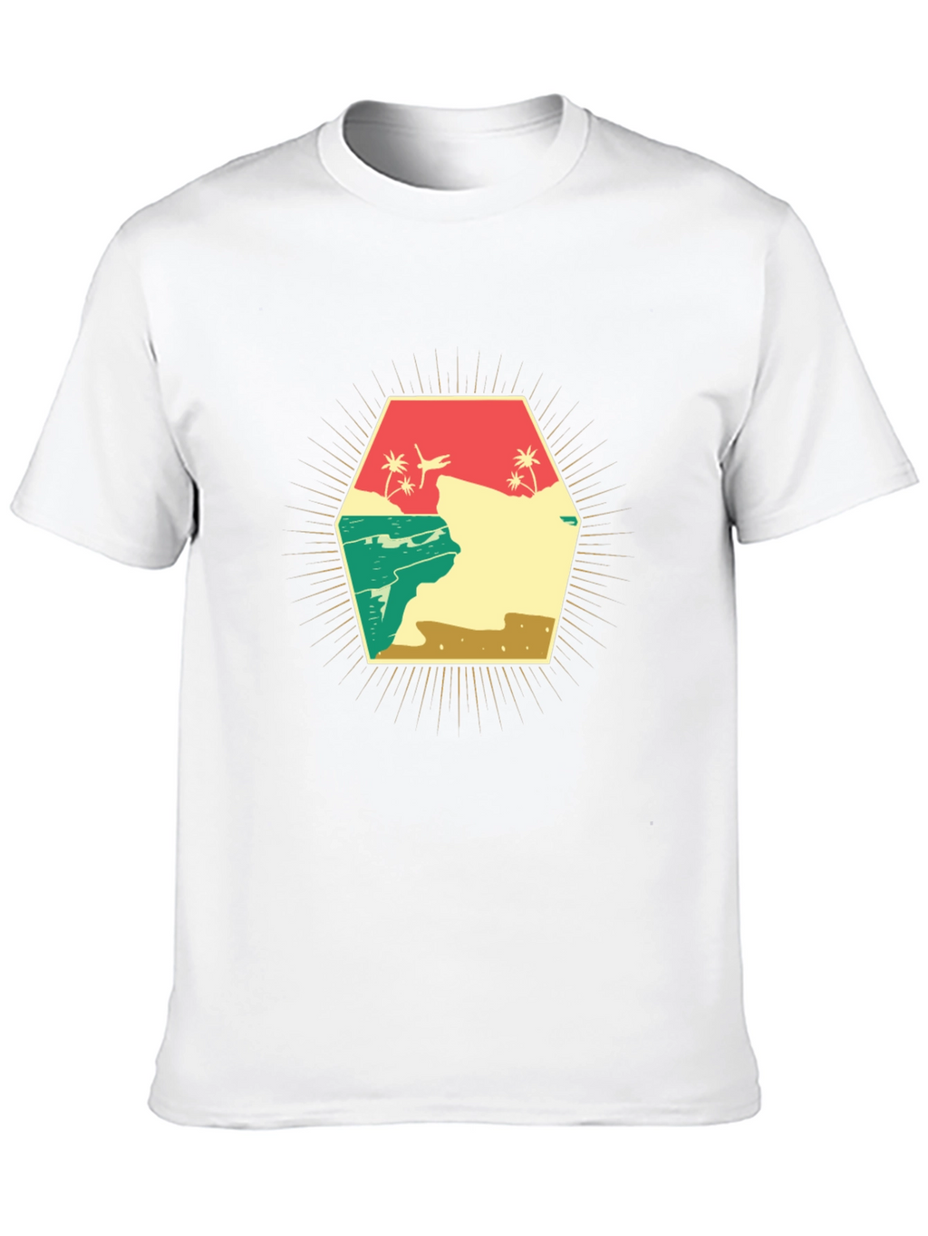 Retro Beach Scene Graphic T-Shirt - Black