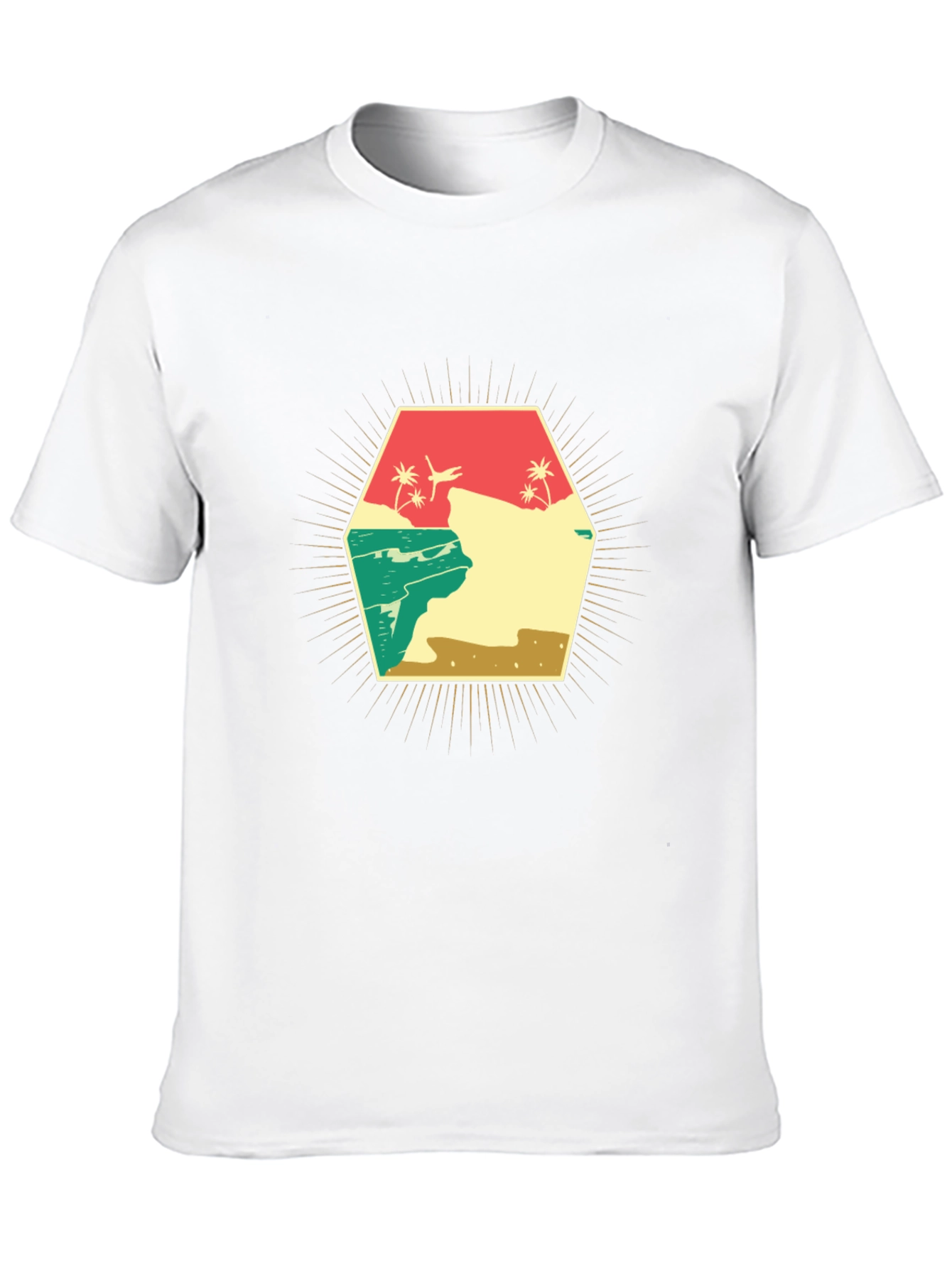Retro Beach Scene Graphic T-Shirt - Black