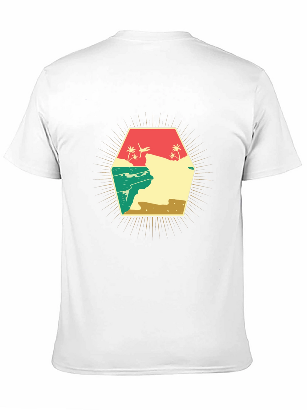 Retro Beach Scene Graphic T-Shirt - Black