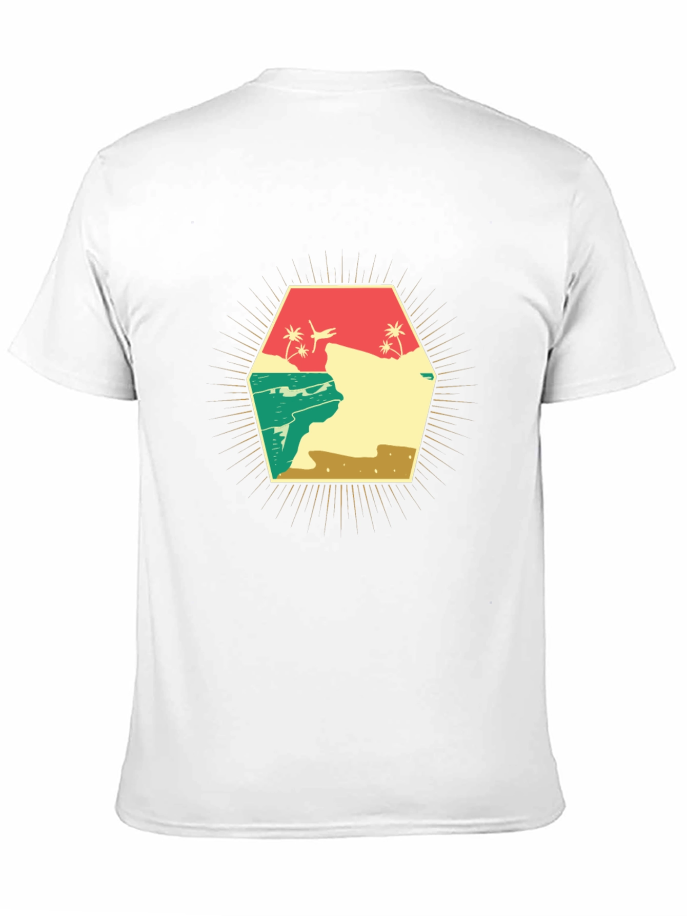 Retro Beach Scene Graphic T-Shirt - Black