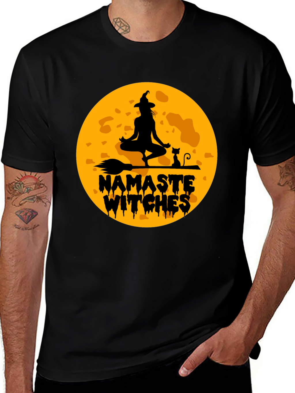 Namaste Witches Graphic T-Shirt - Halloween Yoga