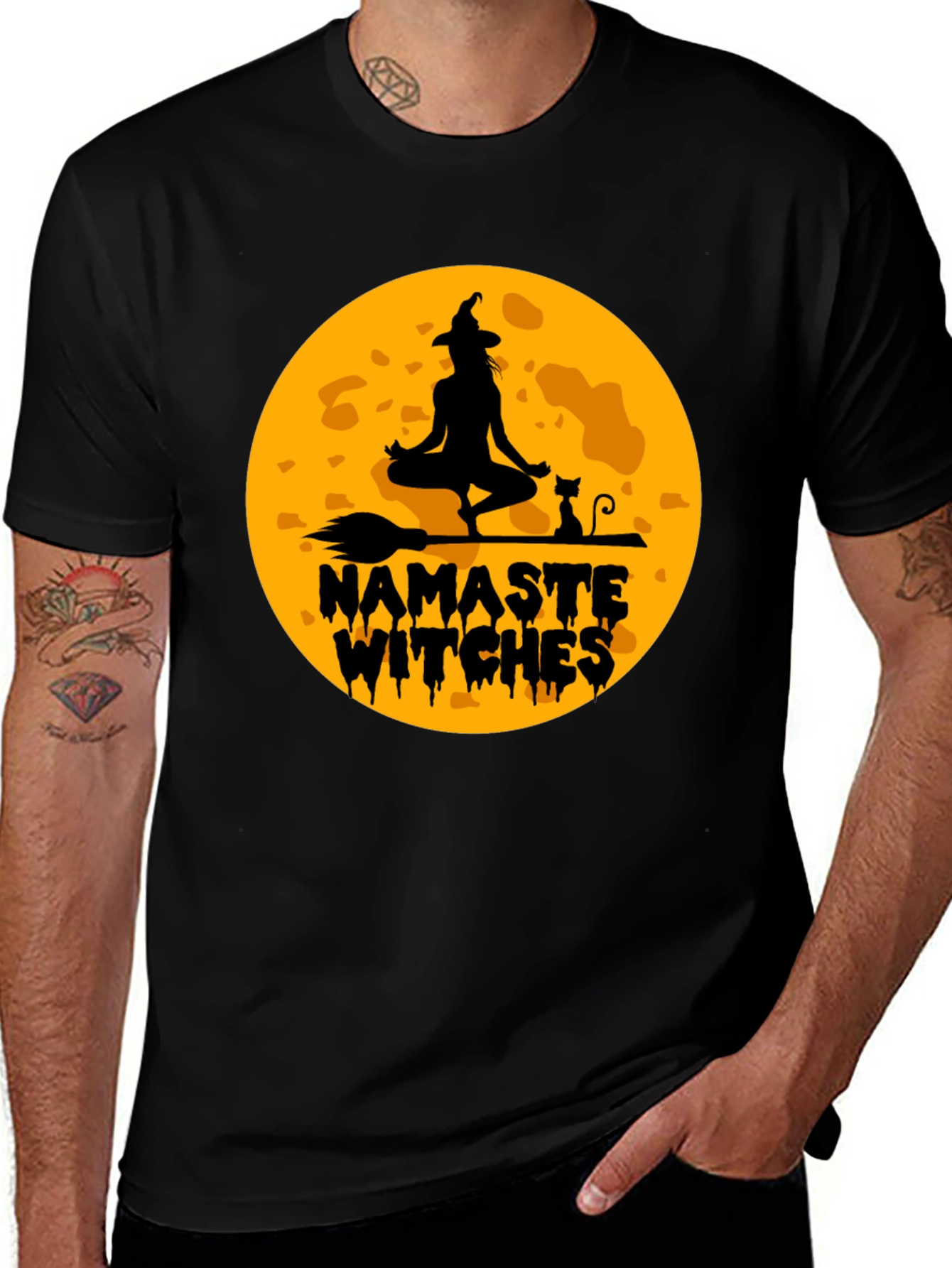 Namaste Witches Graphic T-Shirt - Halloween Yoga