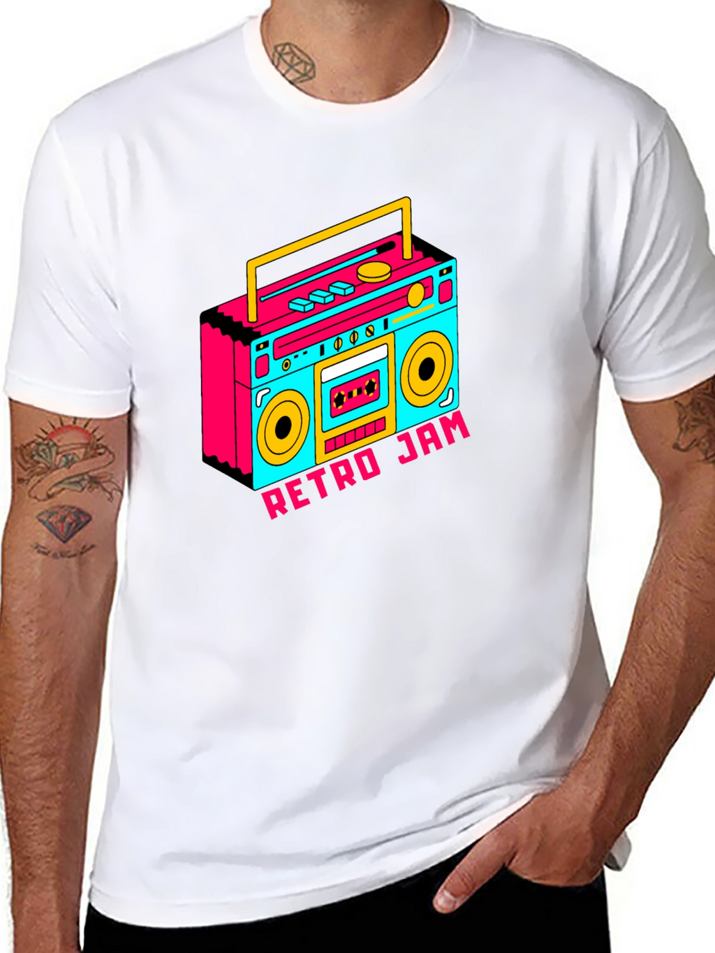 Retro Jam Boombox Graphic Tee - Black