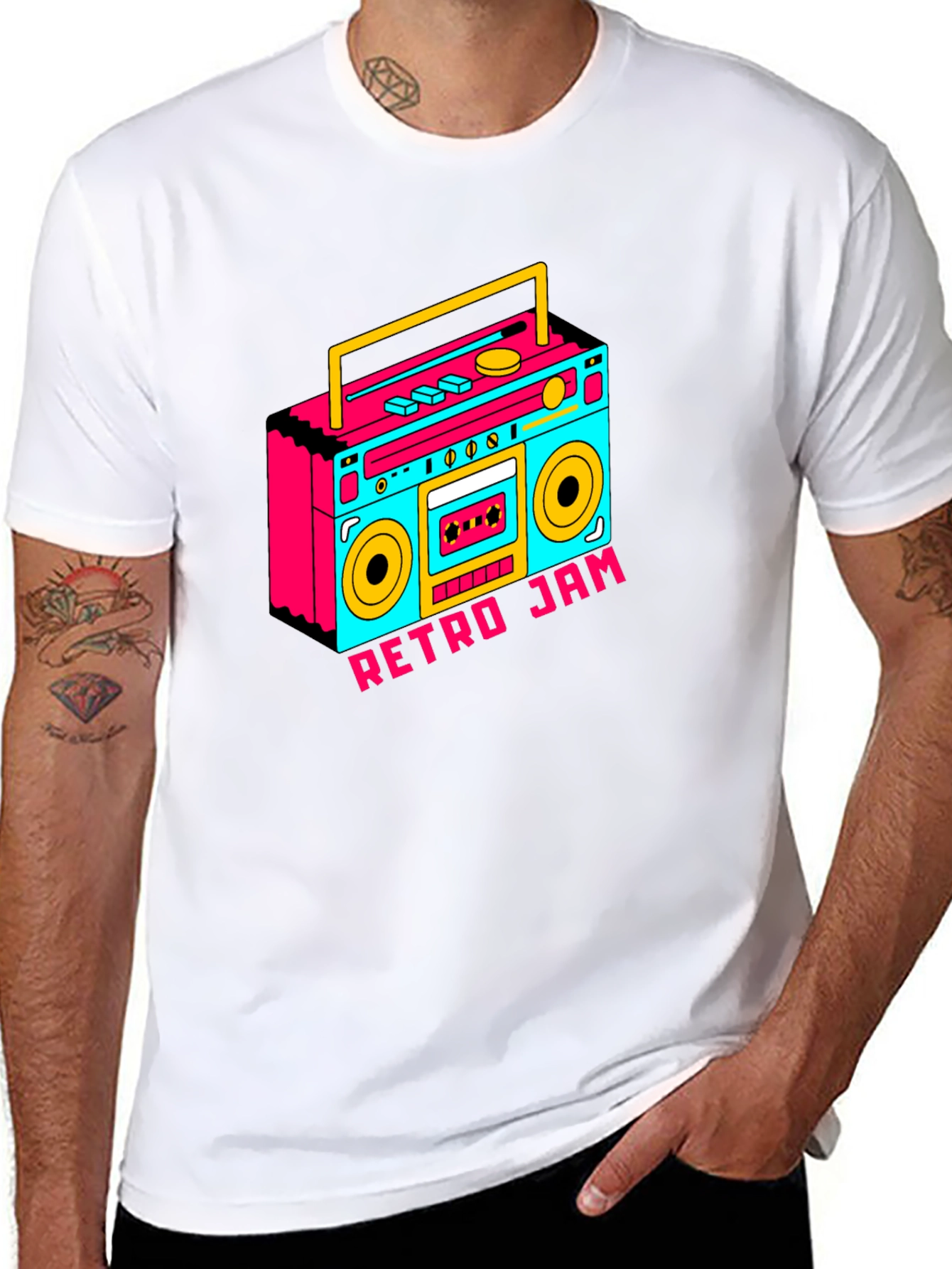 Retro Jam Boombox Graphic Tee - Black