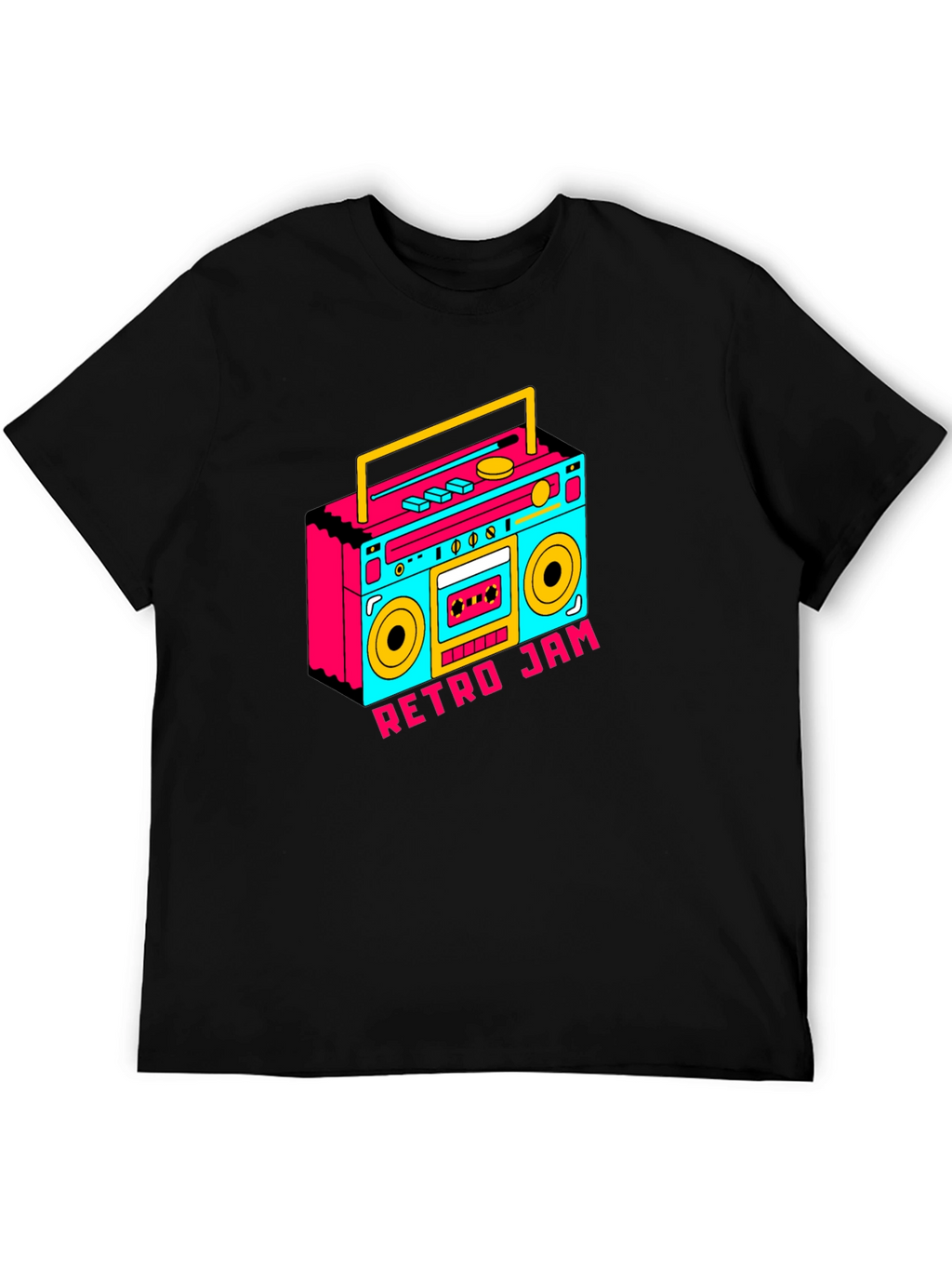Retro Jam Boombox Graphic Tee - Black