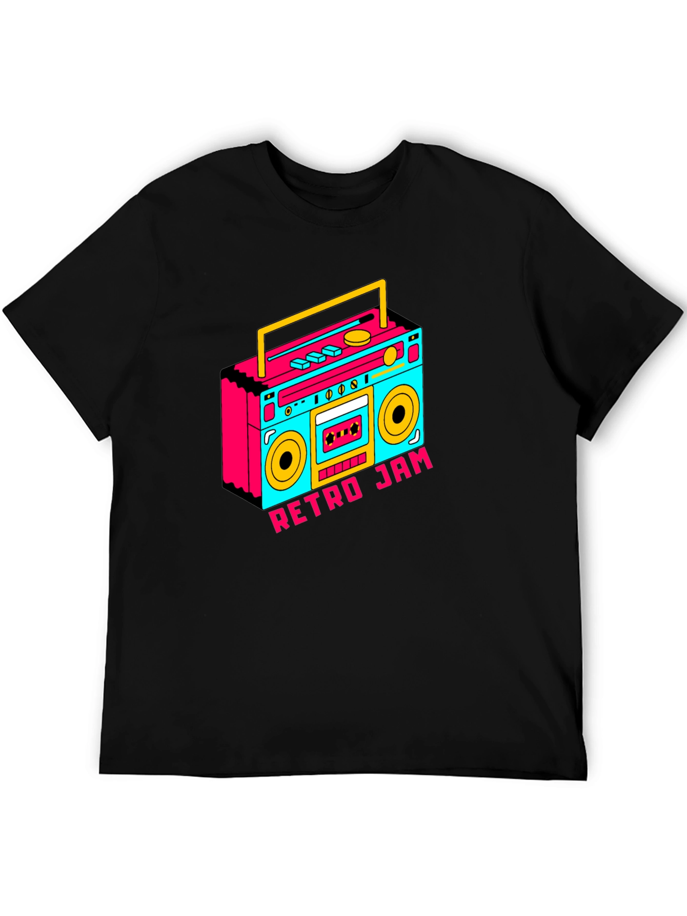 Retro Jam Boombox Graphic Tee - Black