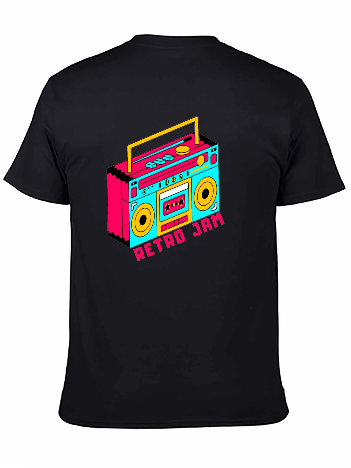 Retro Jam Boombox Graphic Tee - Black