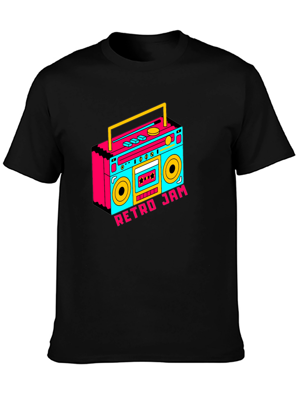 Retro Jam Boombox Graphic Tee - Black