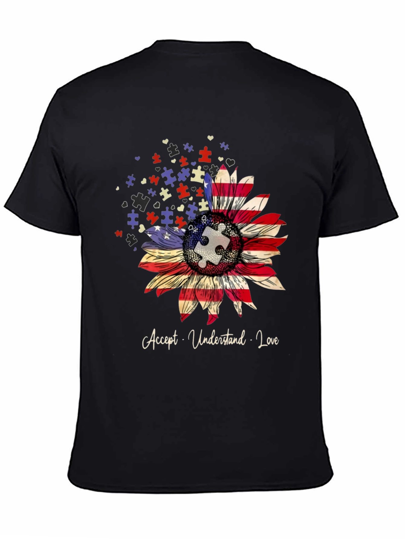 Autism Awareness US Flag Sunflower T-Shirt