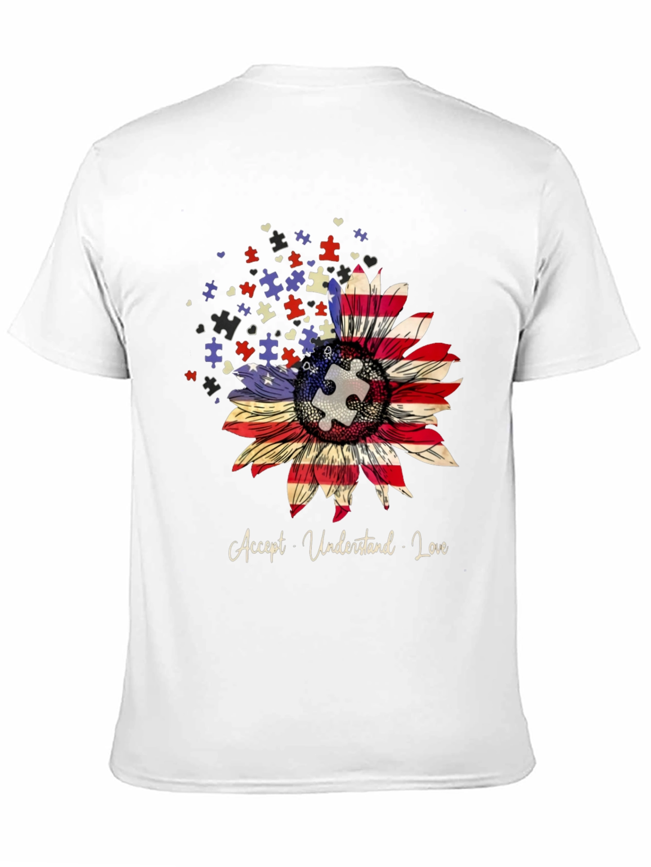 Autism Awareness US Flag Sunflower T-Shirt