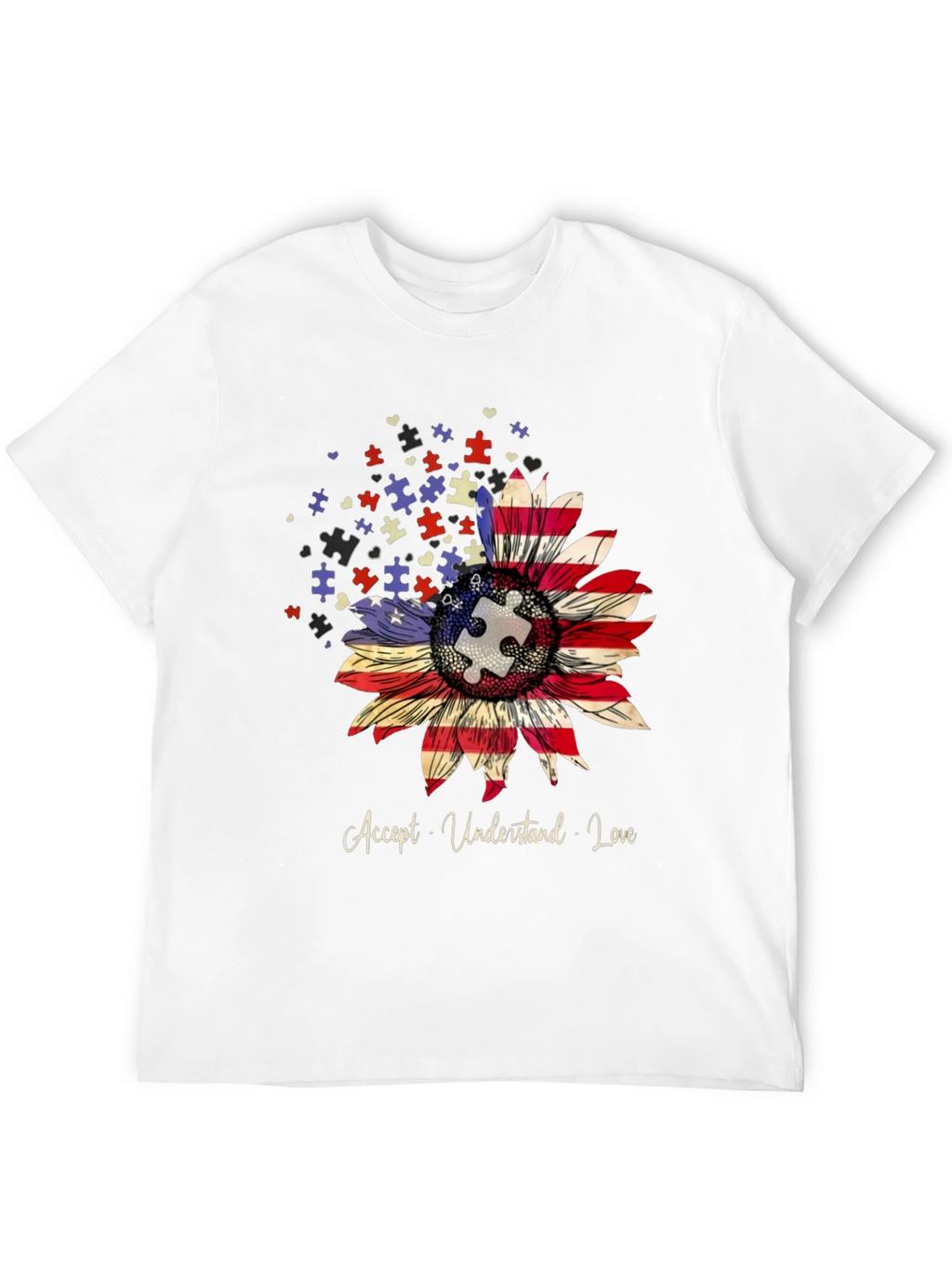 Autism Awareness US Flag Sunflower T-Shirt