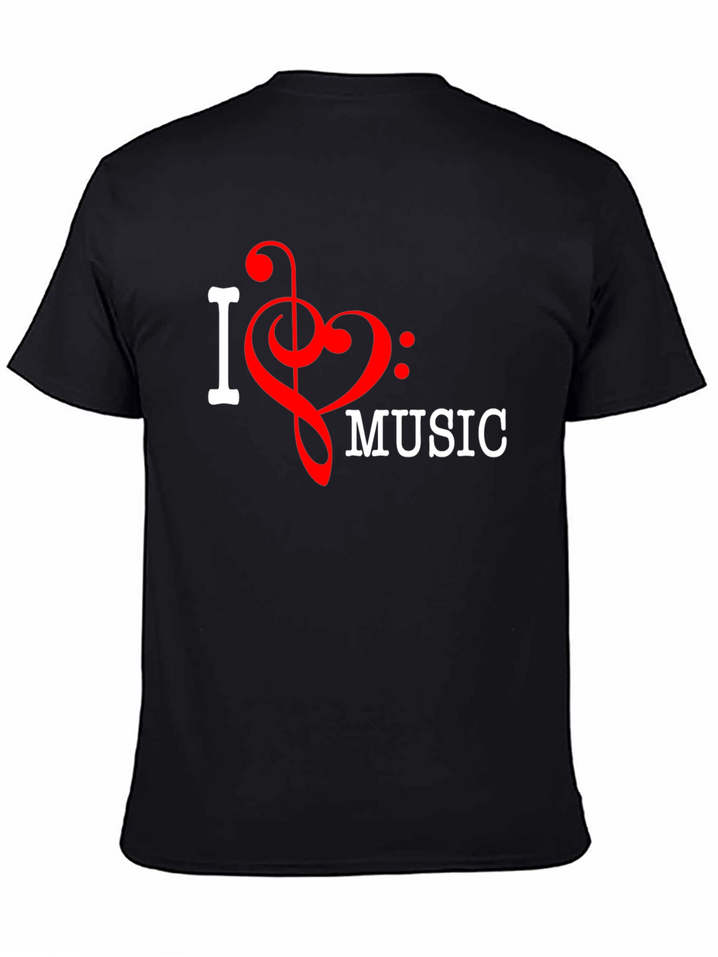 I Love Music T-Shirt Black Crew Neck