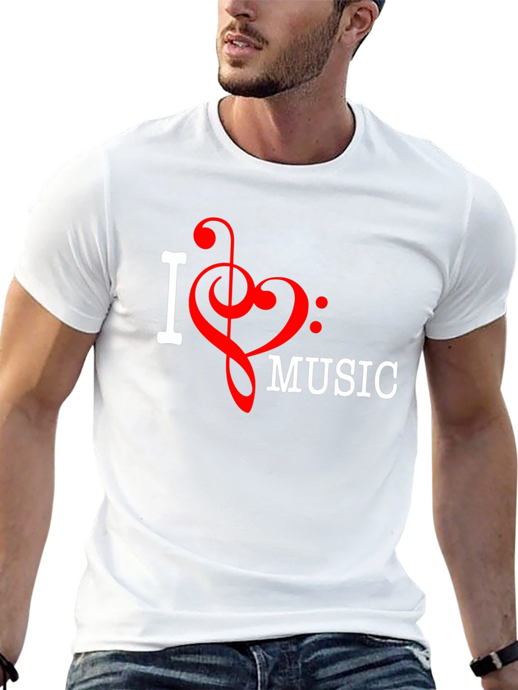 I Love Music T-Shirt Black Crew Neck