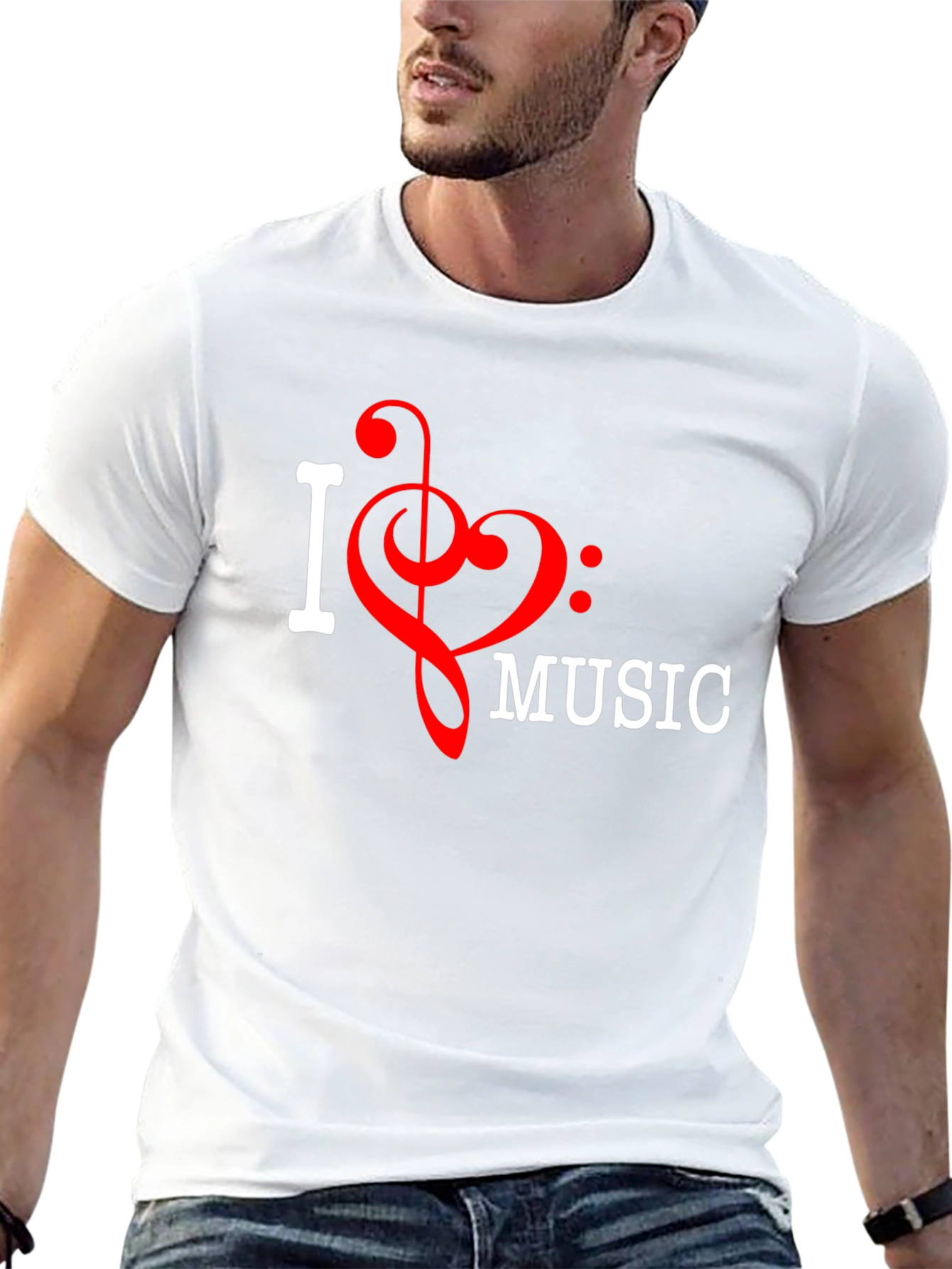 I Love Music T-Shirt Black Crew Neck