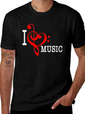 I Love Music T-Shirt Black Crew Neck