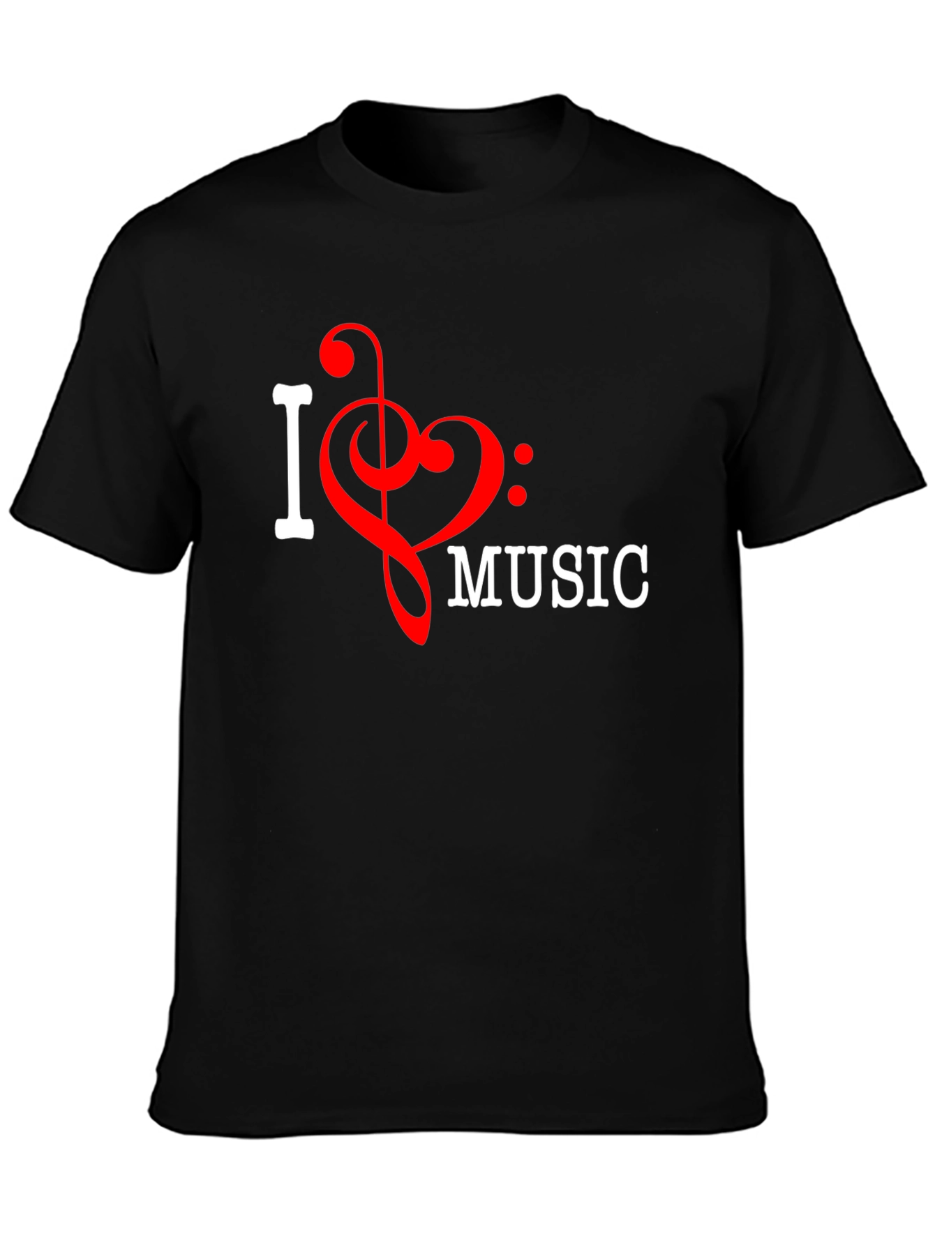 I Love Music T-Shirt Black Crew Neck
