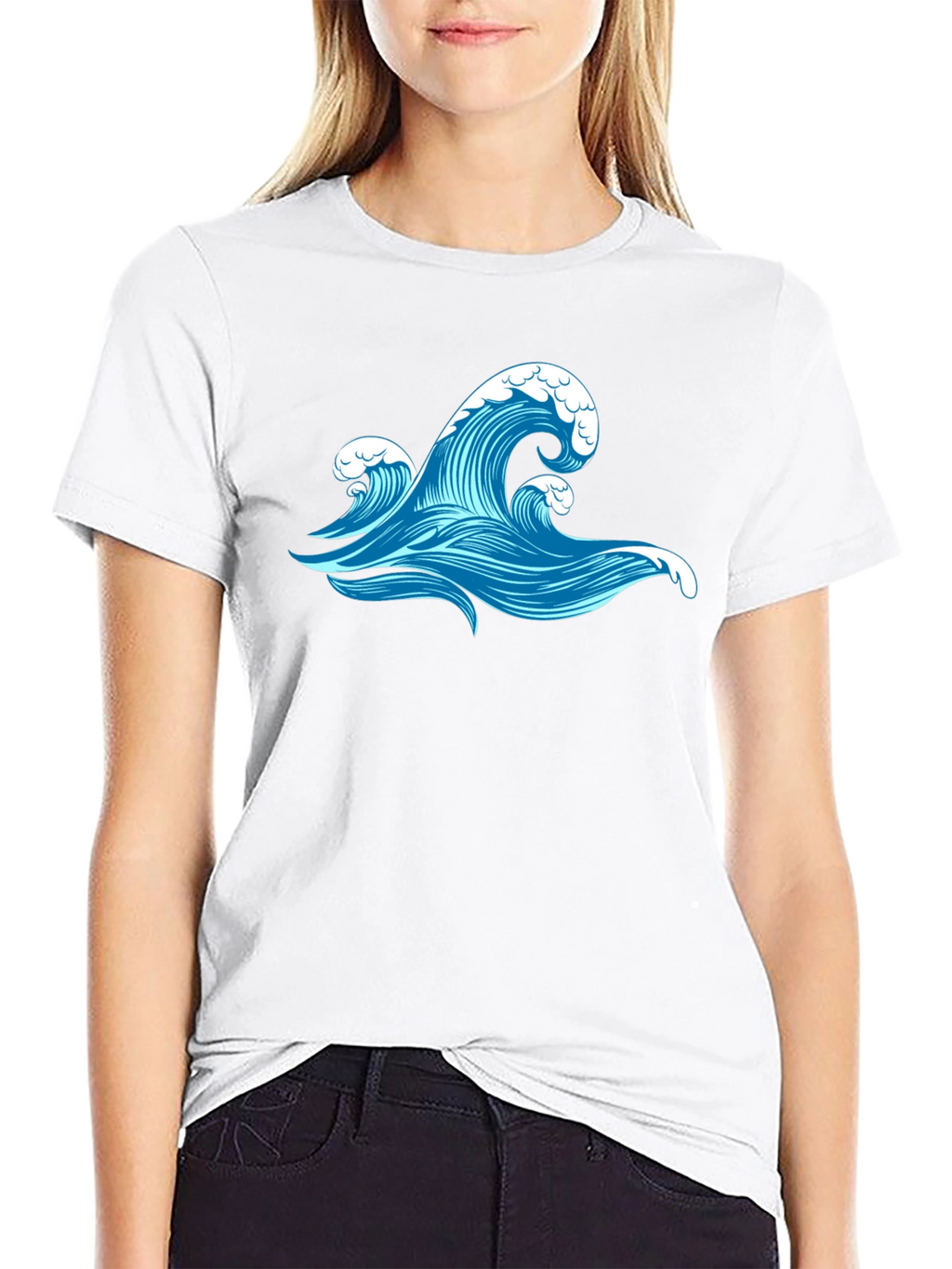 Ocean Wave Graphic Black T-Shirt