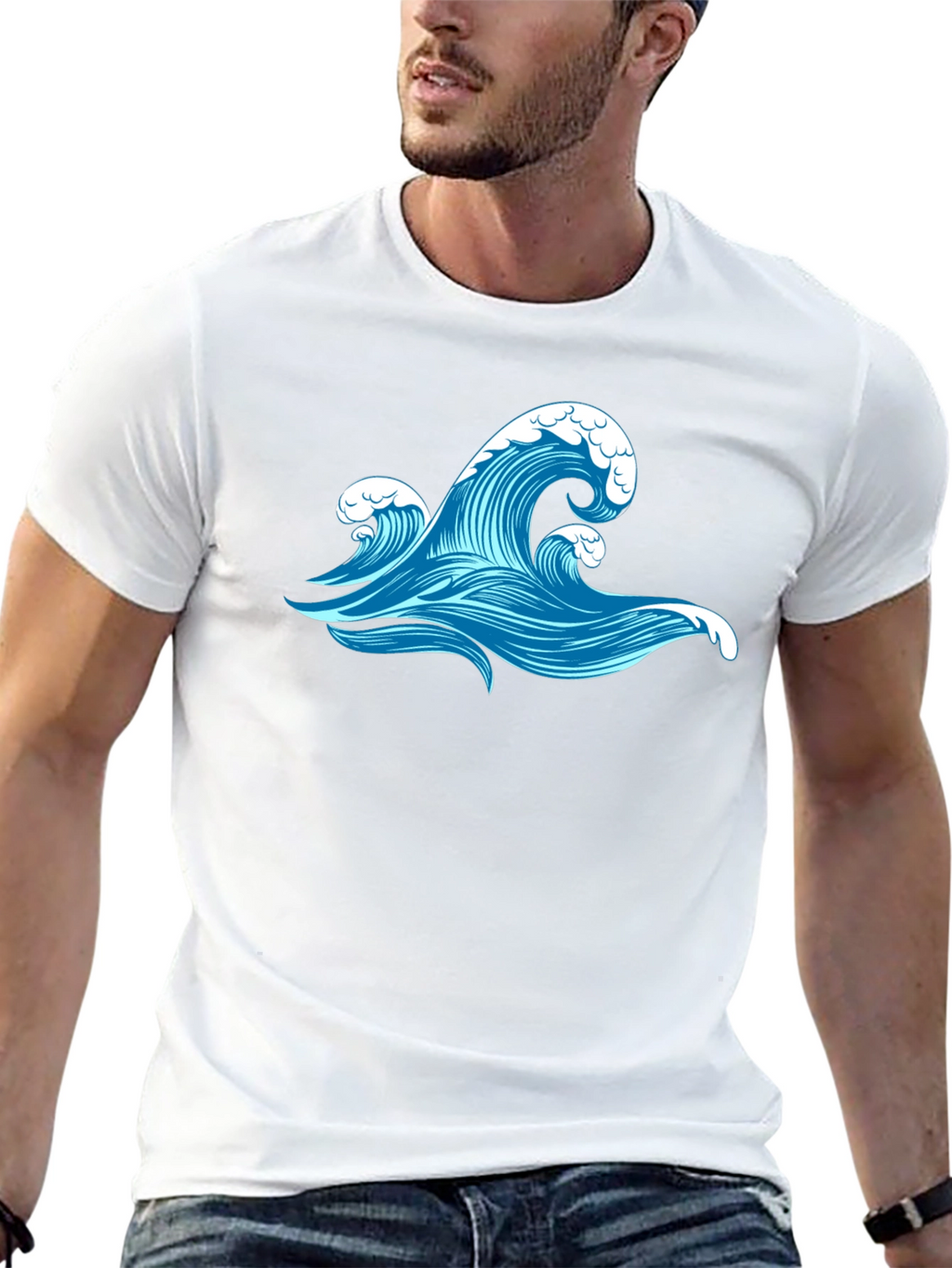 Ocean Wave Graphic Black T-Shirt