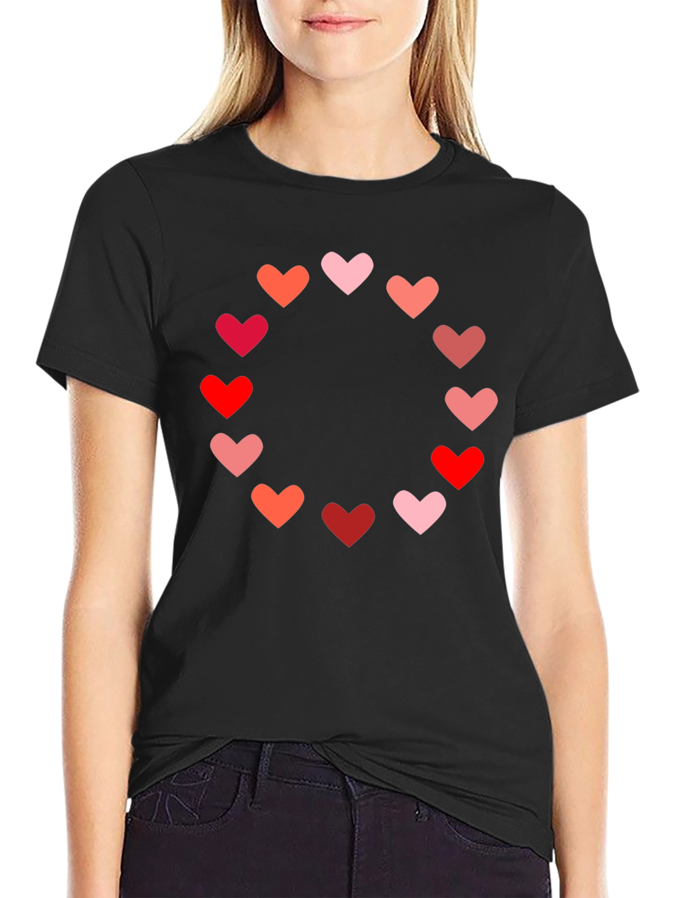 Heart Circle Graphic Tee - Black Casual Shirt