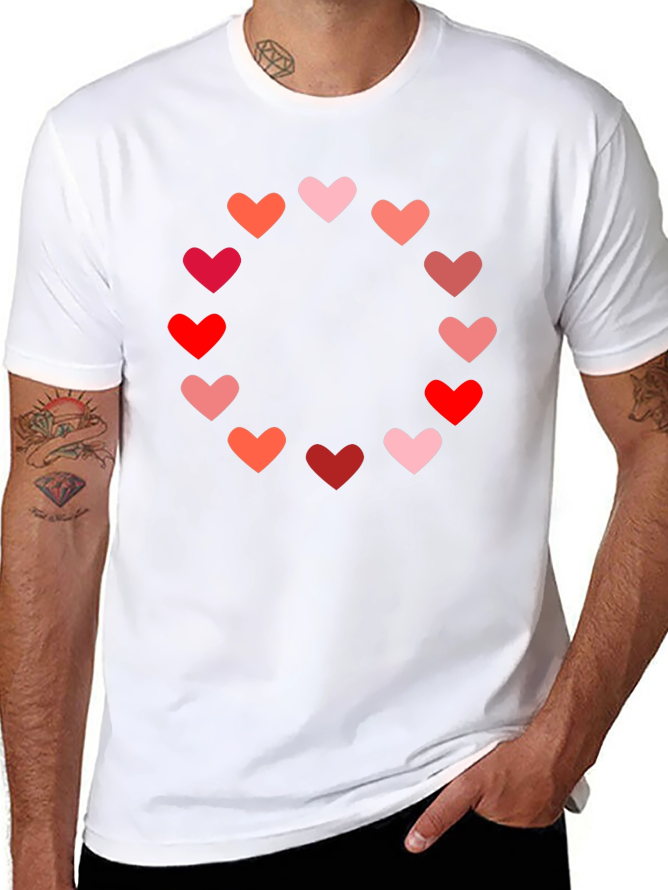 Heart Circle Graphic Tee - Black Casual Shirt